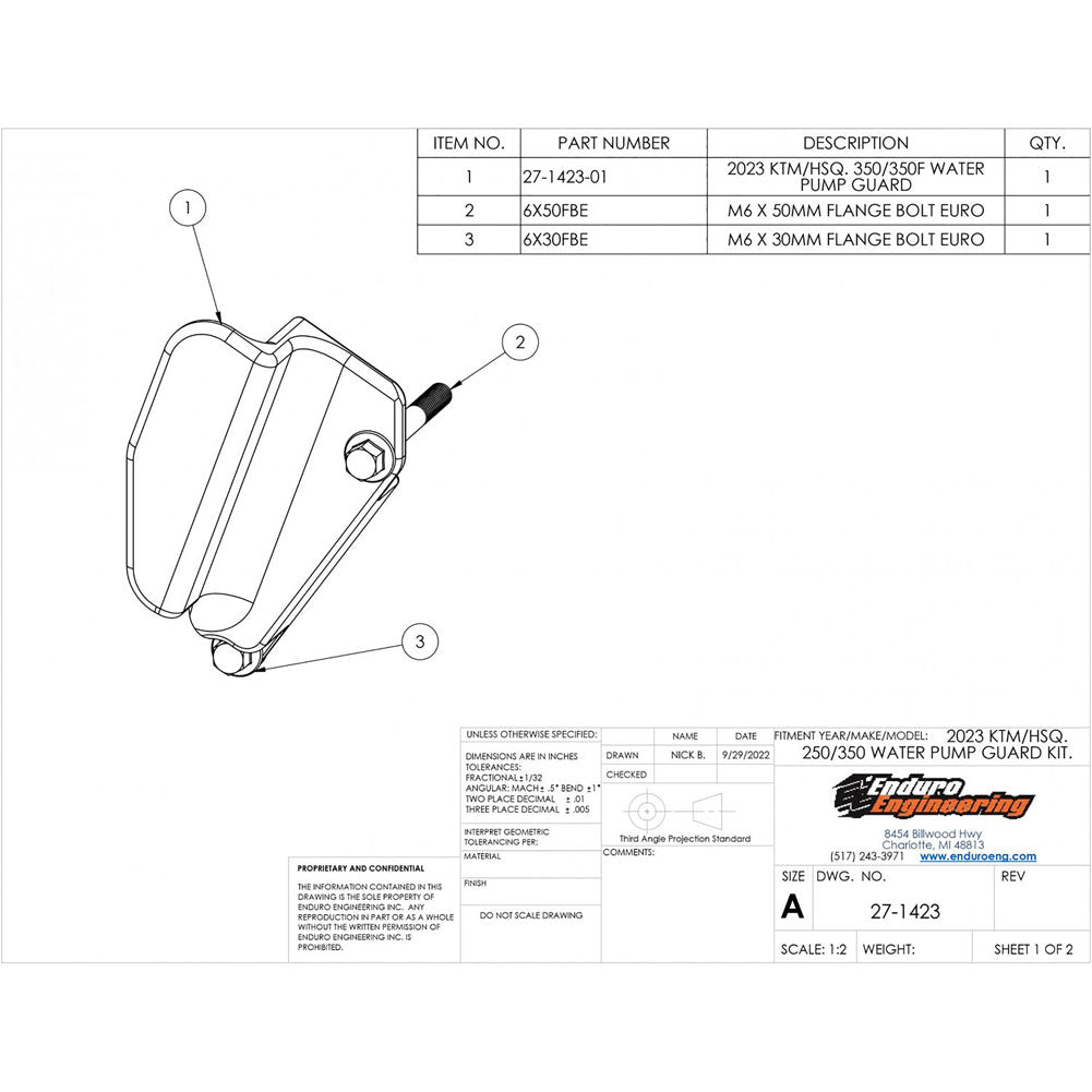 Enduro Engineering Water Pump Cover Guard