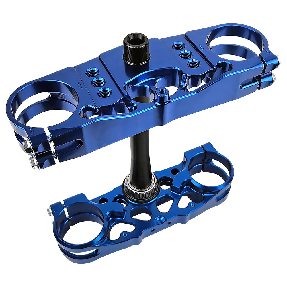 Luxon Gen3 Triple Clamp Set with Rubber Isolated Handlebar Mounts 23.5mm Offset Blue