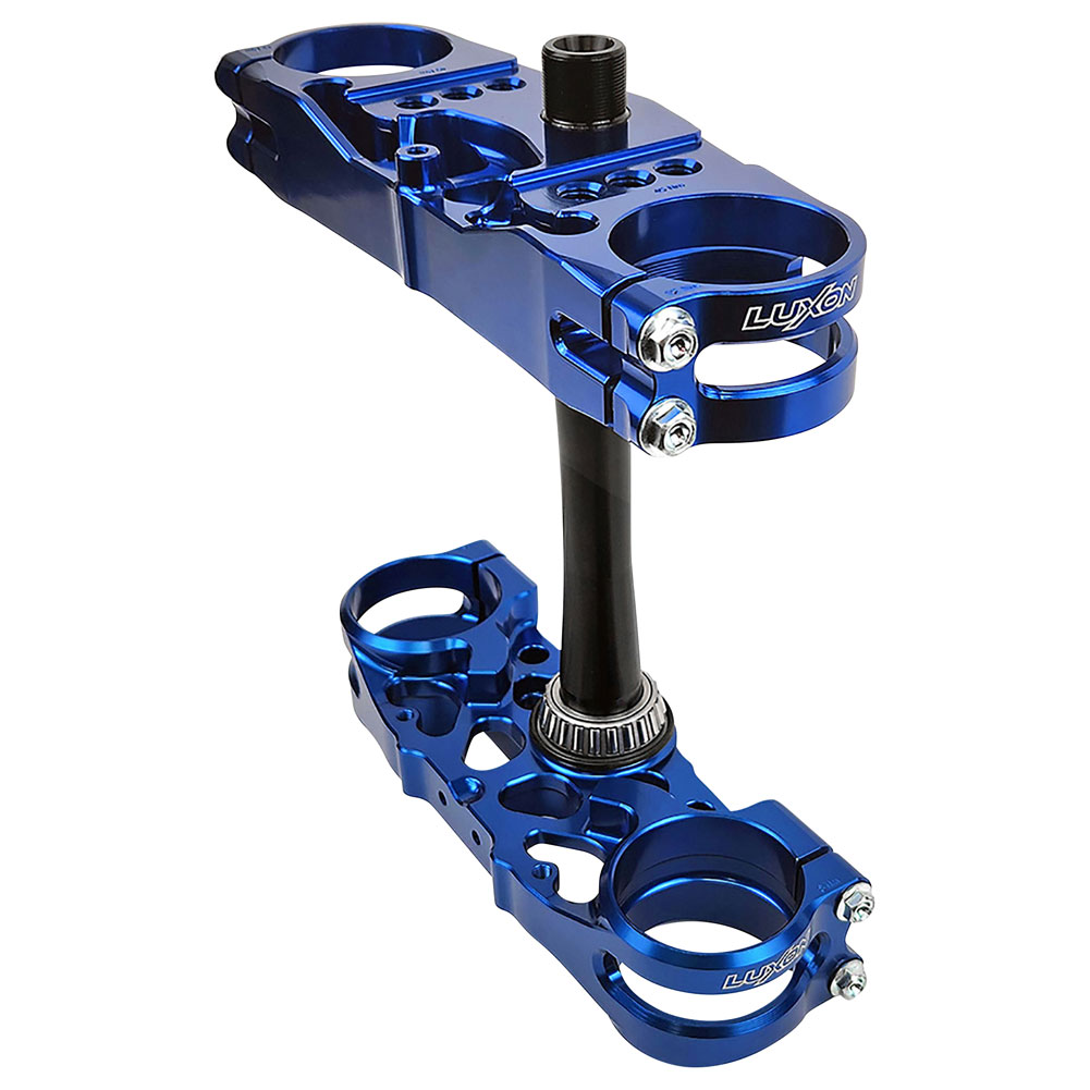 Luxon Gen3 Triple Clamp Set with Solid Handlebar Mounts 23.5mm Offset Blue