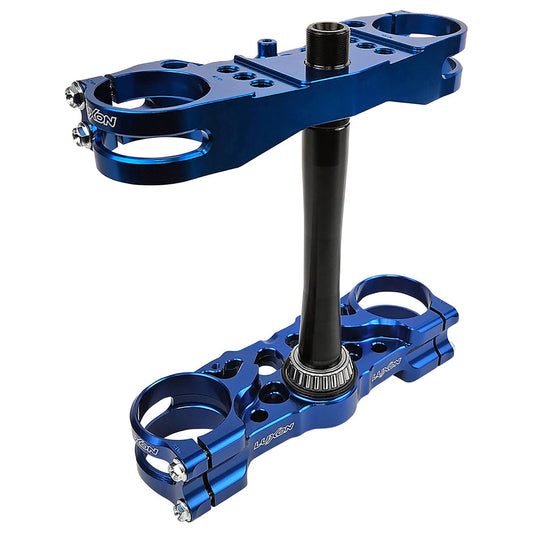 Luxon Gen3 Triple Clamp Set with Solid Handlebar Mounts 23.5mm Offset Blue