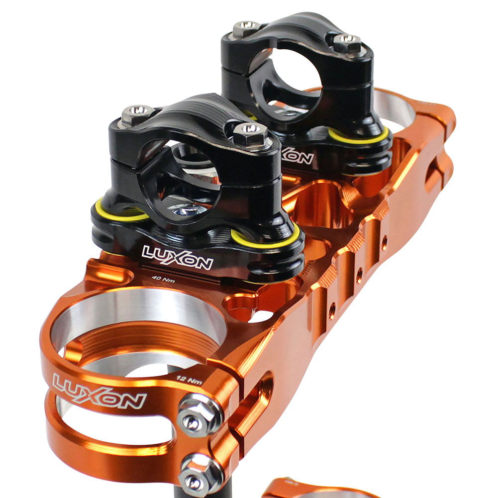 Luxon Gen3 Triple Clamp Set with Rubber Isolated Handlebar Mounts 23.5mm Offset Blue