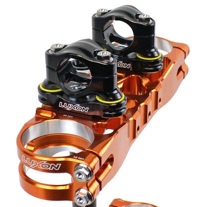 Luxon Gen3 Triple Clamp Set with Rubber Isolated Handlebar Mounts 23.5mm Offset Blue