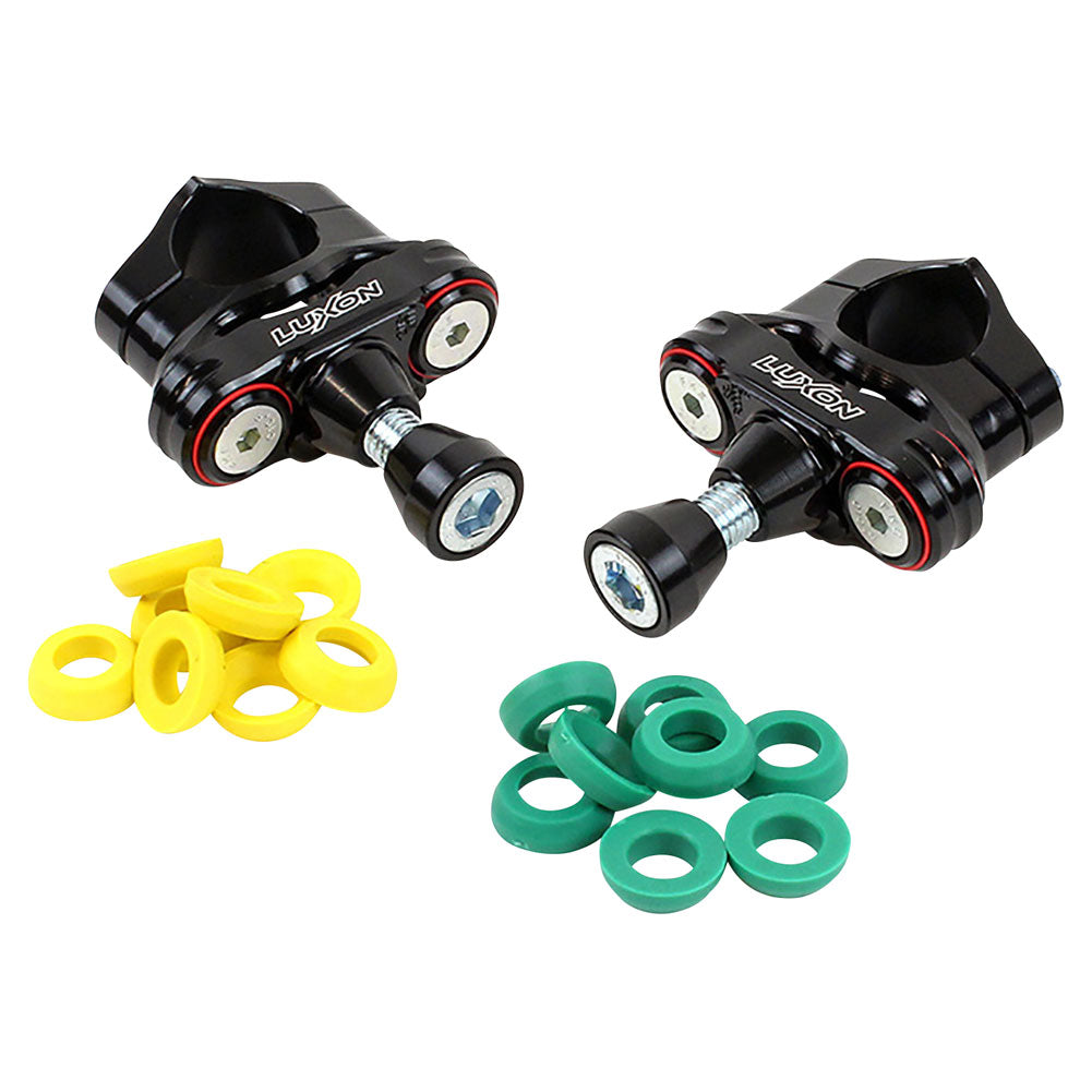 Luxon Gen3 Rubber Isolated Handlebar Mounts Suzuki Cone 1 1/8" Bars Black