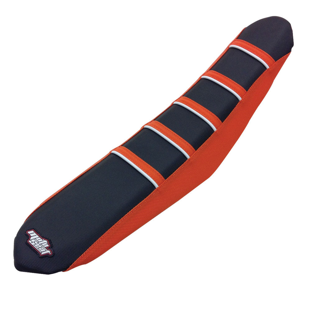 Motoseat Ribbed Accent Traction Seat Cover Orange/Black/Orange/White