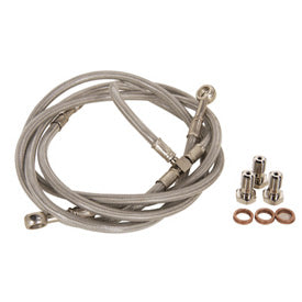 Tusk Front ATV Steel Braided Brake Line Standard Length +2" Silver
