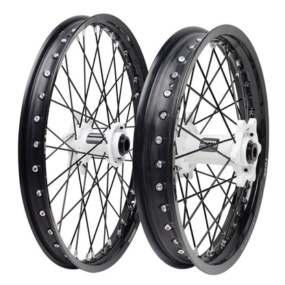Tusk Impact Complete Front and Rear Wheel 1.60 x 21 / 2.15 x 18 Silver Rim/Silver Spoke/Orange Hub