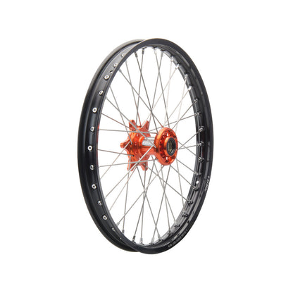 Tusk Impact Complete Front Wheel Package 21 x 1.60 Silver Rim/Silver Spoke/Orange Hub