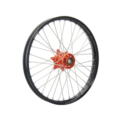 Tusk Impact Complete Front Wheel Package 21 x 1.60 Silver Rim/Silver Spoke/Orange Hub
