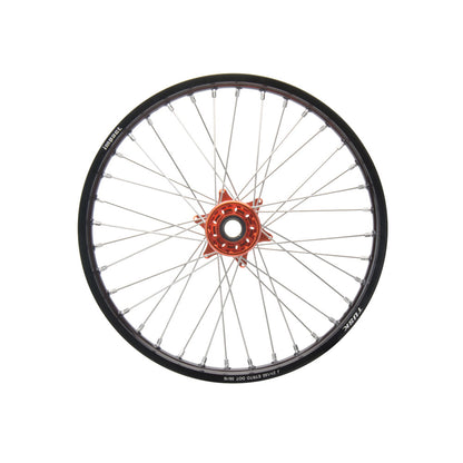 Tusk Impact Complete Wheel - Front 21 x 1.60 Silver Rim/Silver Spoke/Orange Hub