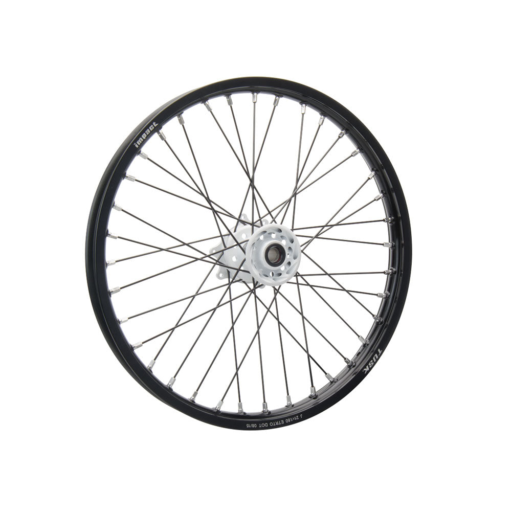 Tusk Impact Complete Wheel - Front 21 x 1.60 Silver Rim/Silver Spoke/Orange Hub
