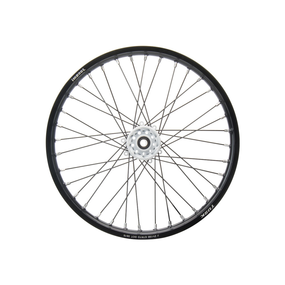 Tusk Impact Complete Front Wheel Package 21 x 1.60 Silver Rim/Silver Spoke/Orange Hub