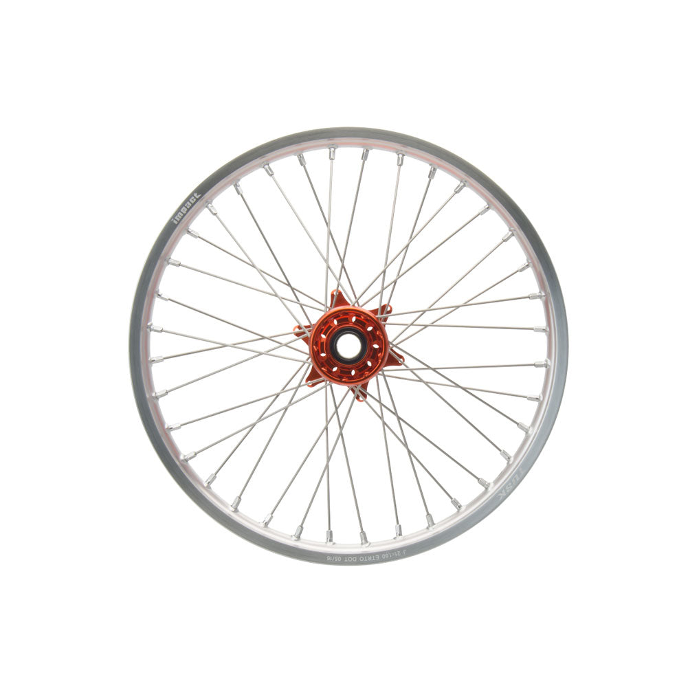 Tusk Impact Complete Wheel - Front 21 x 1.60 Silver Rim/Silver Spoke/Orange Hub