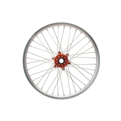Tusk Impact Complete Front/Rear Wheel Package 1.60 x 21 / 2.15 x 18 Silver Rim/Silver Spoke/Orange Hub
