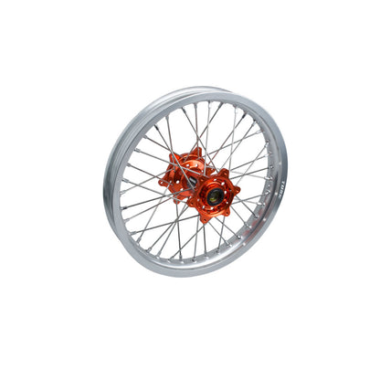 Tusk Impact Complete Front/Rear Wheel Package 1.60 x 21 / 2.15 x 18 Silver Rim/Silver Spoke/Orange Hub