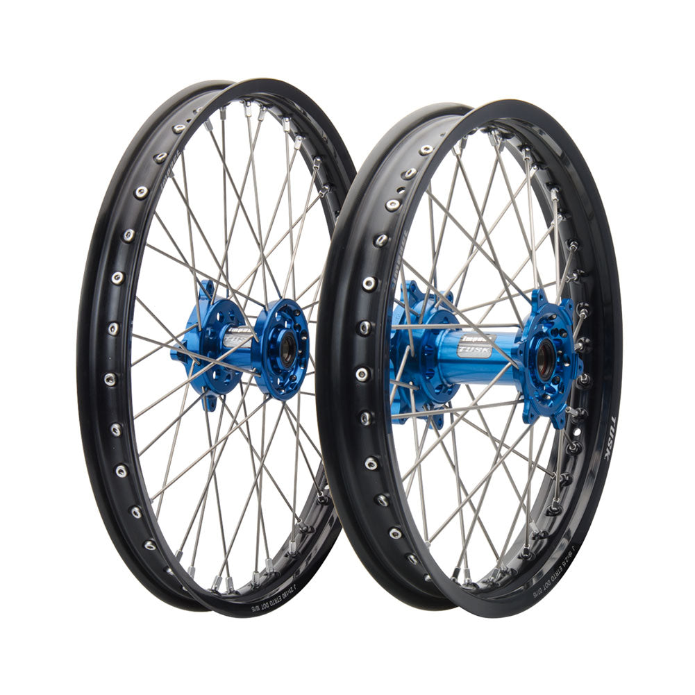 Tusk Impact Complete Front and Rear Wheel 1.60 x 21 / 2.15 x 18 Silver Rim/Silver Spoke/Orange Hub