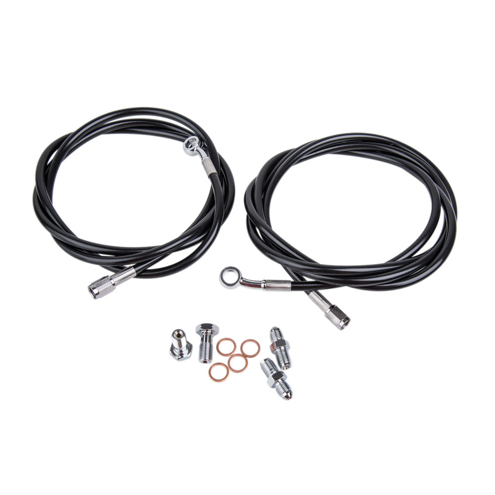 Tusk Rear UTV Steel Braided Brake Line Standard Length Black