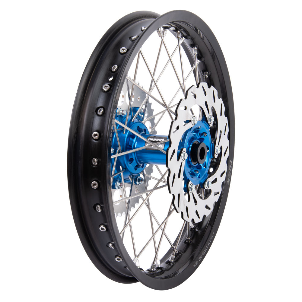 Tusk Impact Complete Front/Rear Wheel Package 1.60 x 21 / 2.15 x 18 Silver Rim/Silver Spoke/Orange Hub
