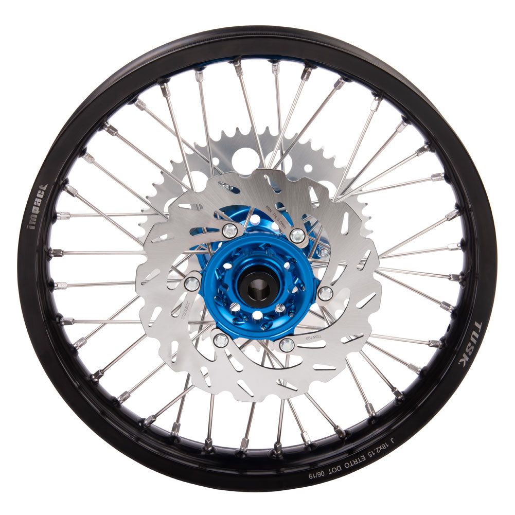 Tusk Impact Complete Front/Rear Wheel Package 1.60 x 21 / 2.15 x 18 Silver Rim/Silver Spoke/Orange Hub