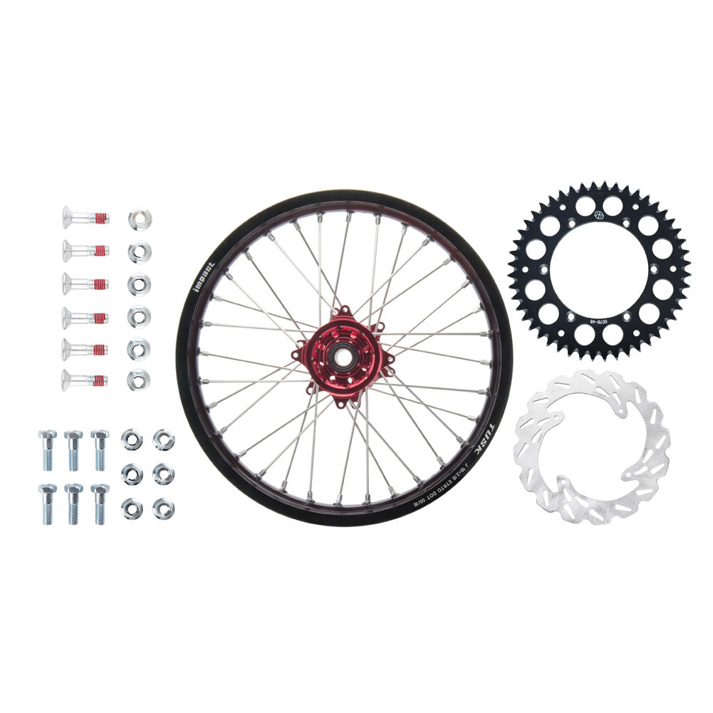 Tusk Impact Complete Rear Wheel Package 18 x 2.15 Black Rim/Silver Spoke/Red Hub