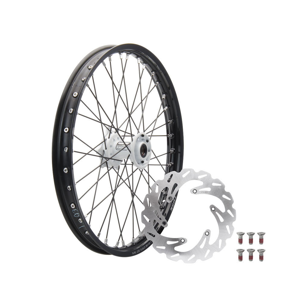 Tusk Impact Complete Front Wheel Package 21 x 1.60 Silver Rim/Silver Spoke/Orange Hub
