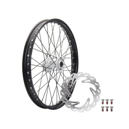 Tusk Impact Complete Front Wheel Package 21 x 1.60 Silver Rim/Silver Spoke/Orange Hub