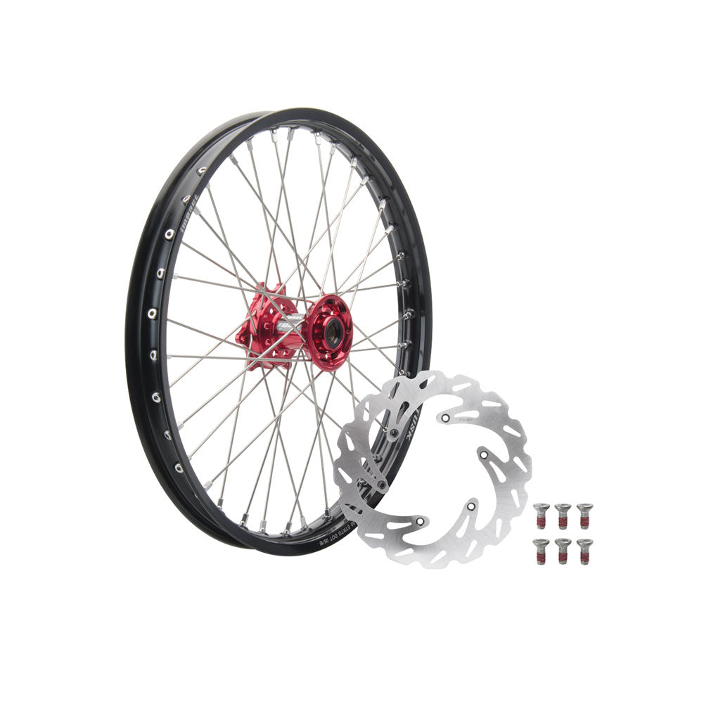 Tusk Impact Complete Front Wheel Package 21 x 1.60 Silver Rim/Silver Spoke/Orange Hub