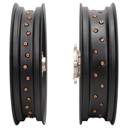Tusk Impact Supermoto Complete Front and Rear Wheel Set 3.50 x 17 / 4.25 x 17 Matte Black Rim/Silver Spoke/Magnesium Hub/Magnesium Nipple