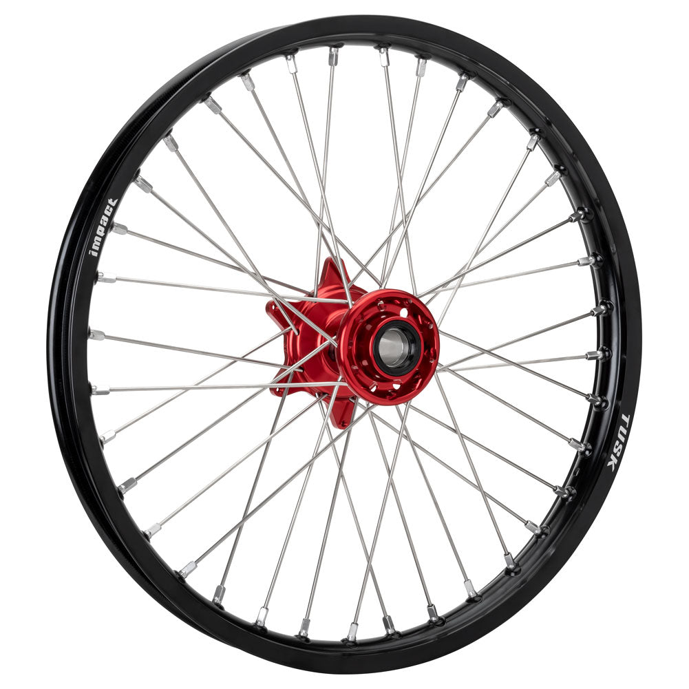 Tusk Impact Complete Wheel - Front 21 x 1.60 Silver Rim/Silver Spoke/Orange Hub