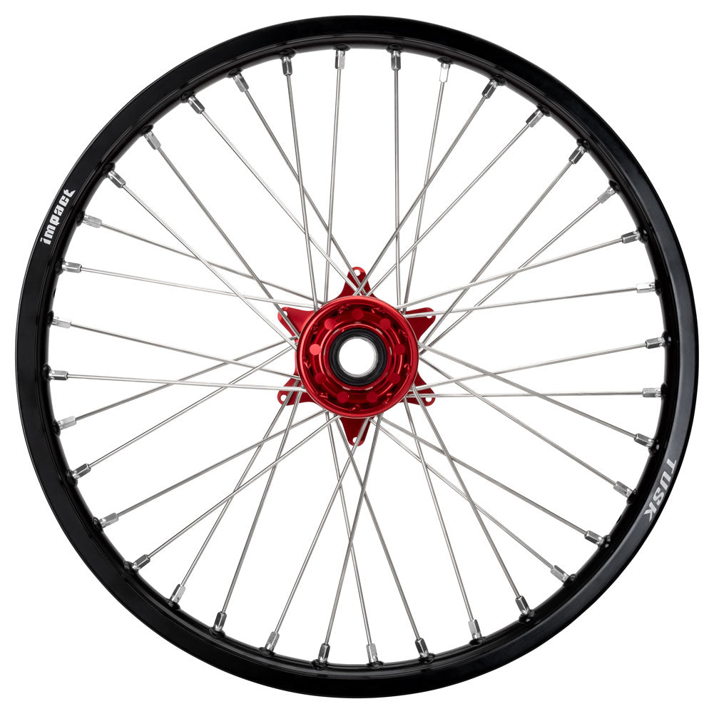 Tusk Impact Complete Wheel - Front 21 x 1.60 Silver Rim/Silver Spoke/Orange Hub