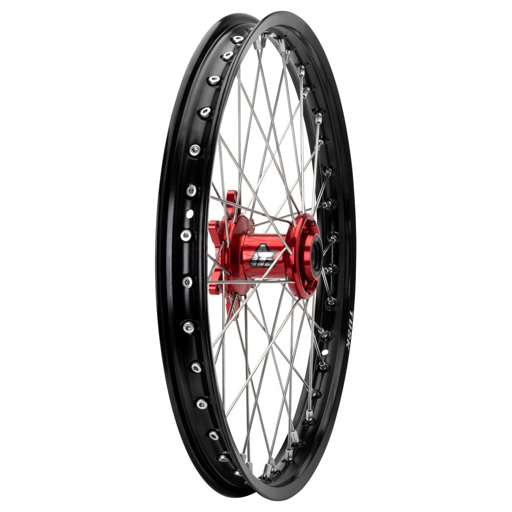 Tusk Impact Complete Wheel - Front 21 x 1.60 Silver Rim/Silver Spoke/Orange Hub