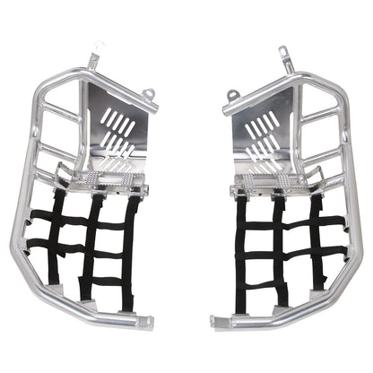 Tusk Foot Peg Nerf Bars With Heel Guards Silver With Black Webbing