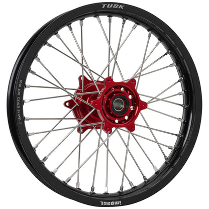 Tusk Impact Complete Wheel - Rear 18 x 2.15 Black Rim/Silver Spoke/Red Hub