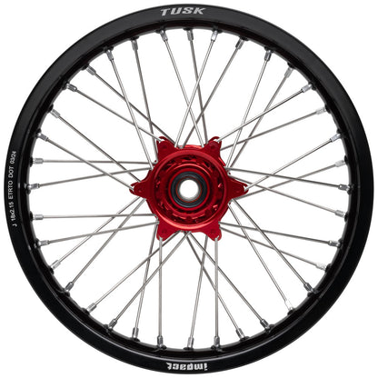 Tusk Impact Complete Wheel - Rear 18 x 2.15 Black Rim/Silver Spoke/Red Hub