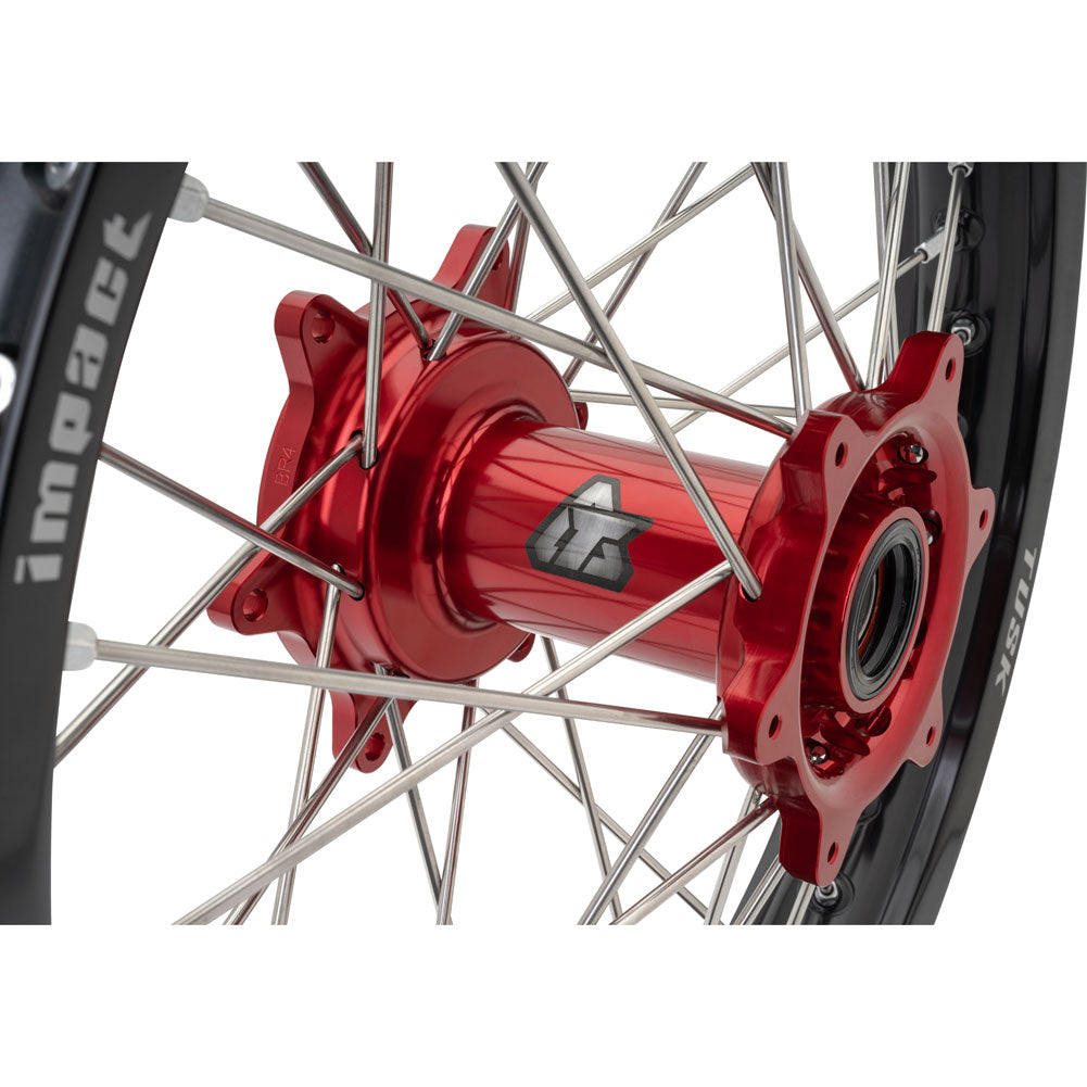Tusk Impact Complete Wheel - Rear 18 x 2.15 Black Rim/Silver Spoke/Red Hub