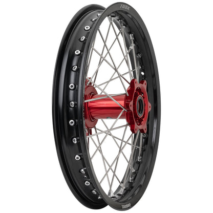 Tusk Impact Complete Wheel - Rear 18 x 2.15 Black Rim/Silver Spoke/Red Hub