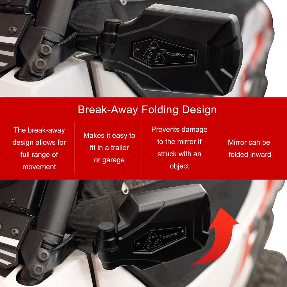 Tusk Pivot Folding UTV Mirror Kit w/A-pillar Mounts