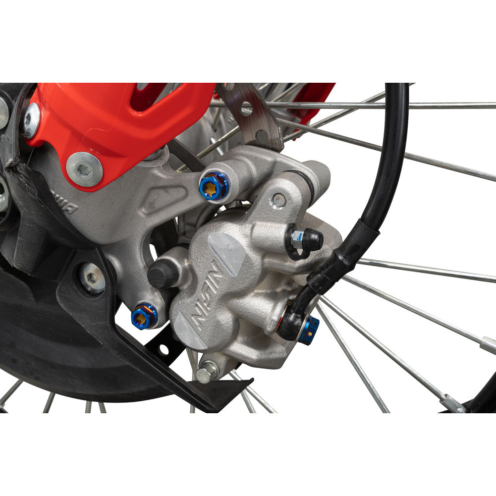 Tusk Titanium Front Brake Caliper Bolt Kit Burnt Blue